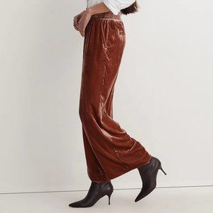 Madewell Silk-Blend Velvet Carley Wide-Leg Pants